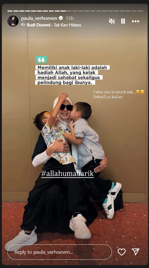 Paula Verhoeven rindu Kiano dan Kenzo